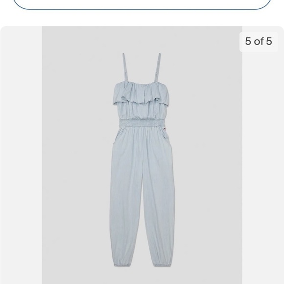 Tommy Hilfiger jeans chambray ruffled sleeveless jumpsuit - Picture 5 of 10